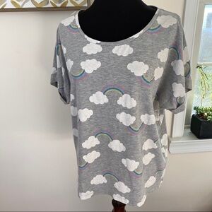ASOS rainbow cloud print cap sleeve top size Medium